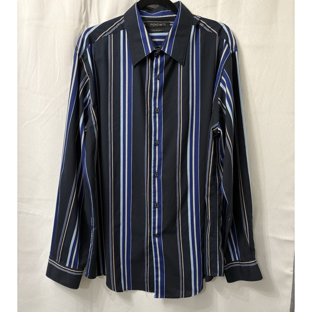 AXIST Mens  Long‎ Sleeve Shirt Size 2XL Blue Striped city dressing